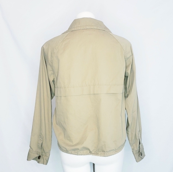 LOFT Lightweight Utility Jacket Khaki Tan Coat Cotton - Picture 3 of 8
